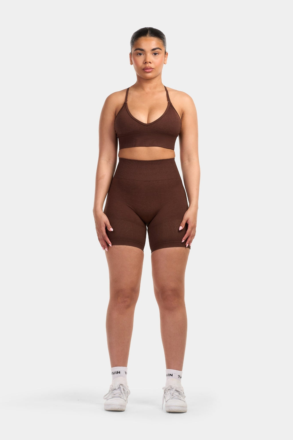 Seamless Sculpt Ribbed Contour Shorts | Bourbon Brown