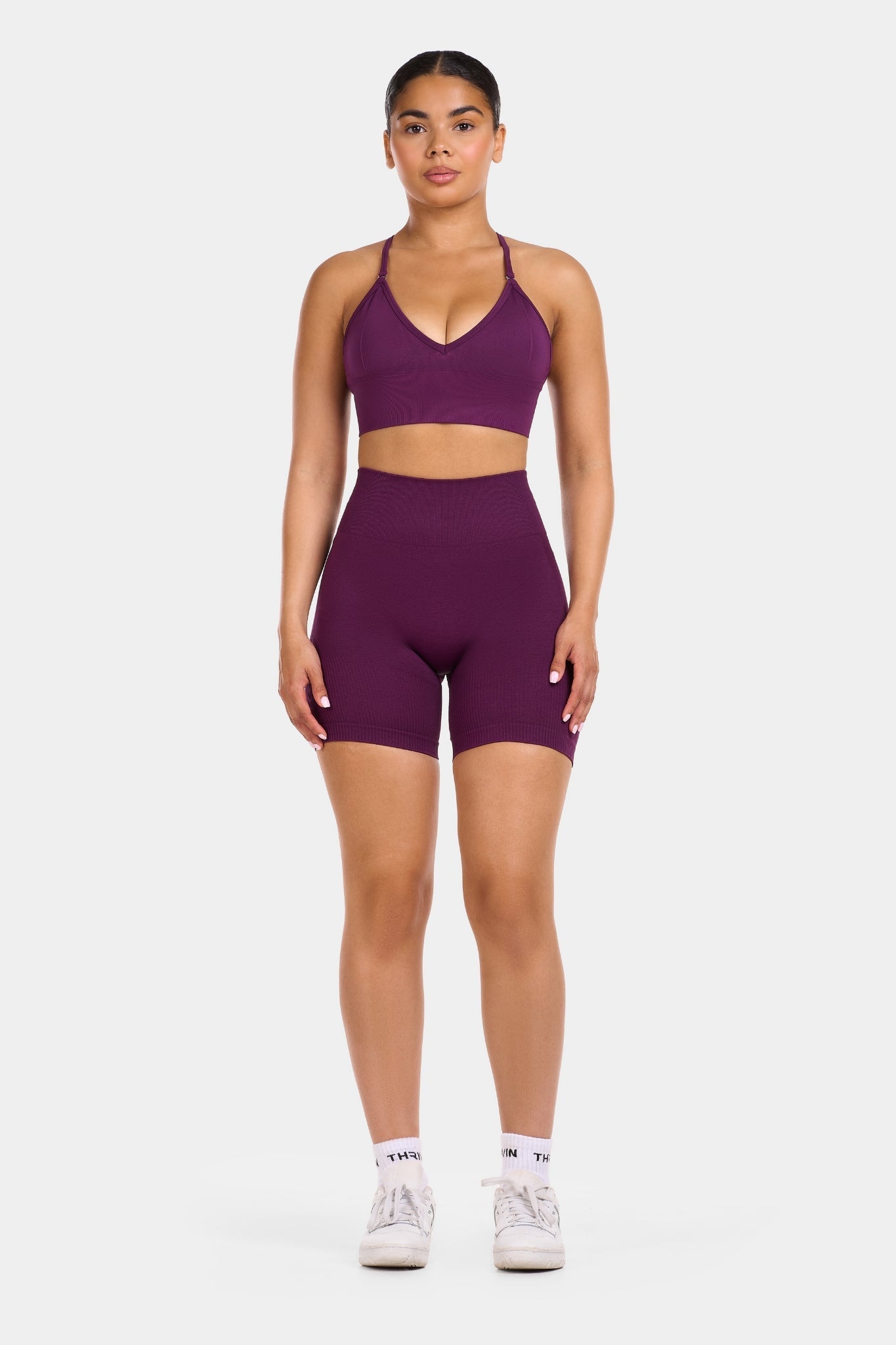 Seamless Sculpt Ribbed Contour Shorts | Plum