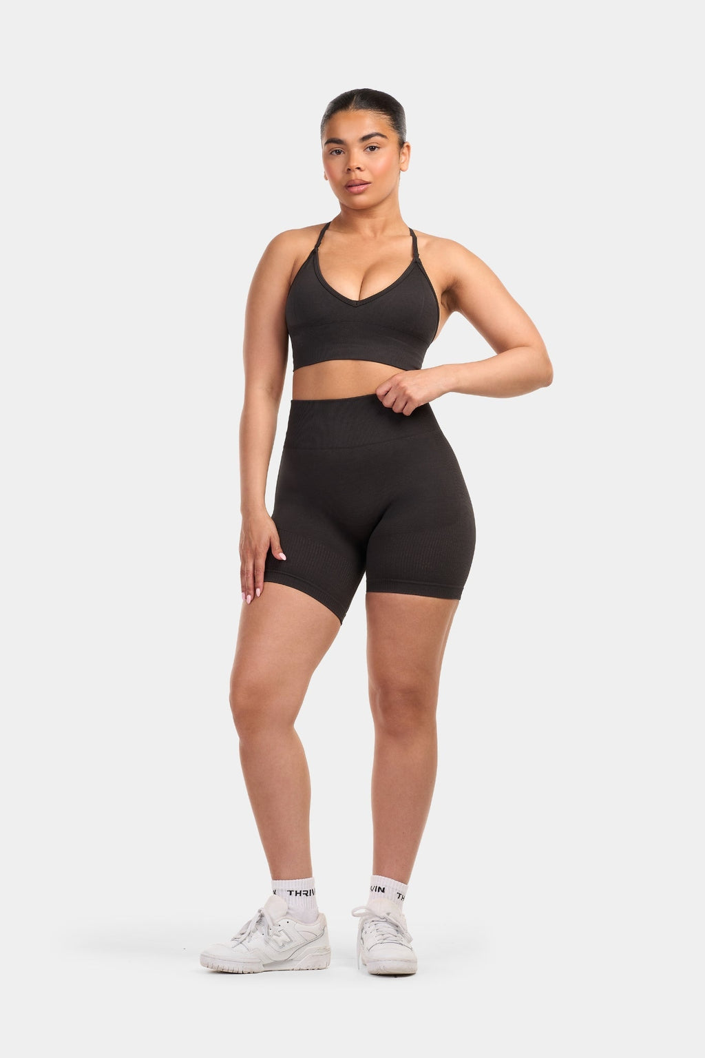 Seamless Sculpt Ribbed Contour Shorts | Charcoal Grey