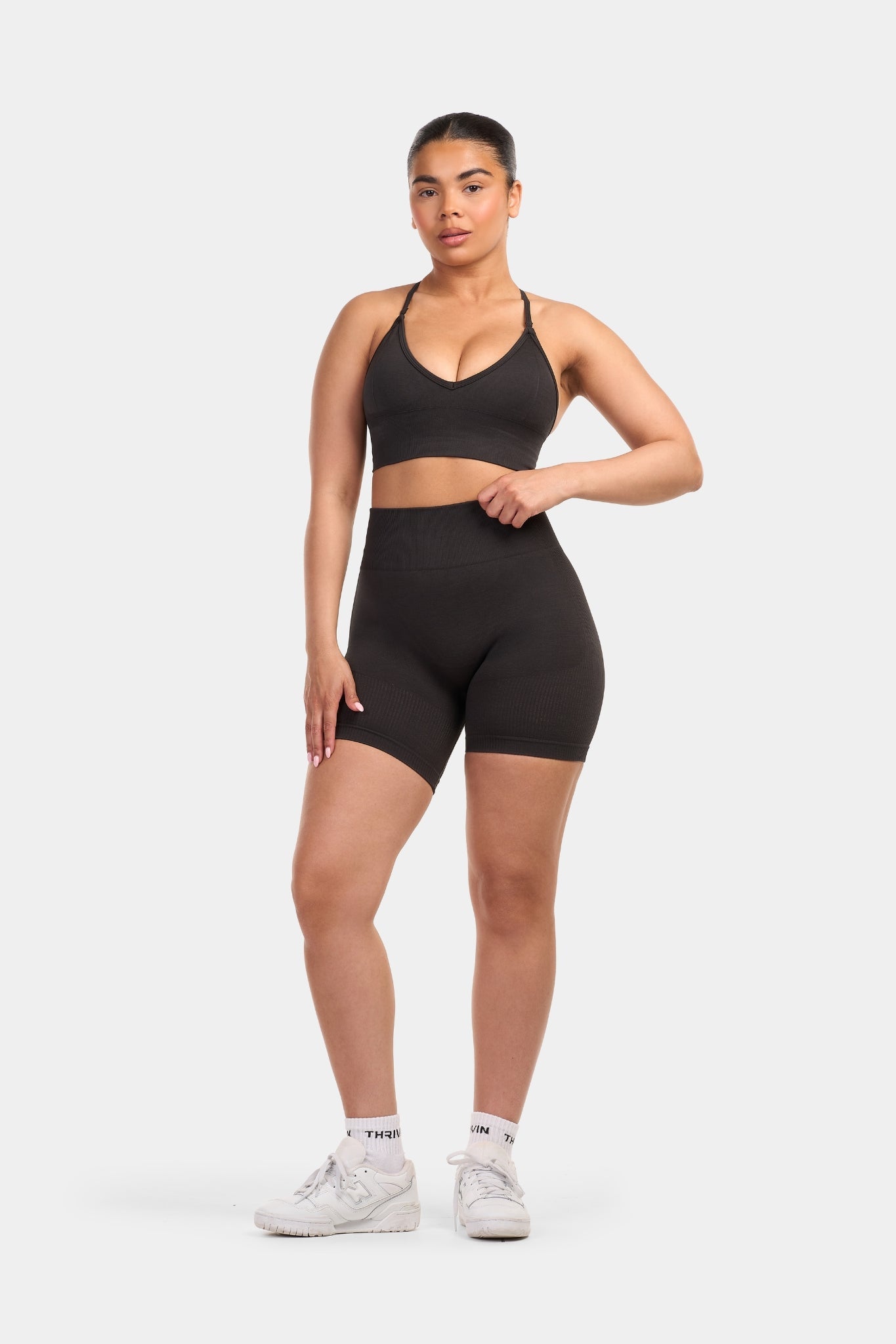 Seamless Sculpt Ribbed Contour Shorts | Charcoal Grey
