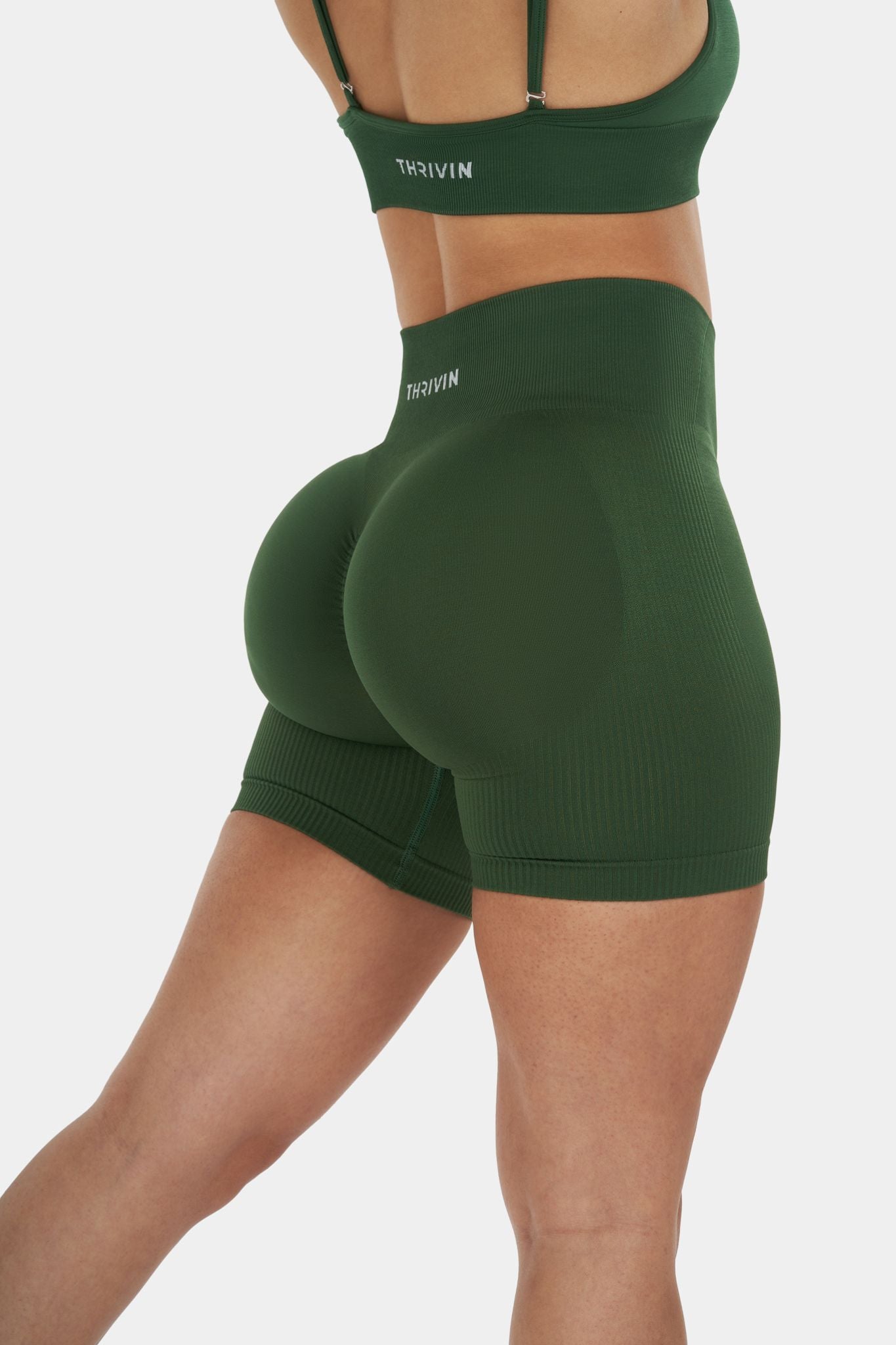 Seamless Sculpt Ribbed Contour Shorts | Palm Green