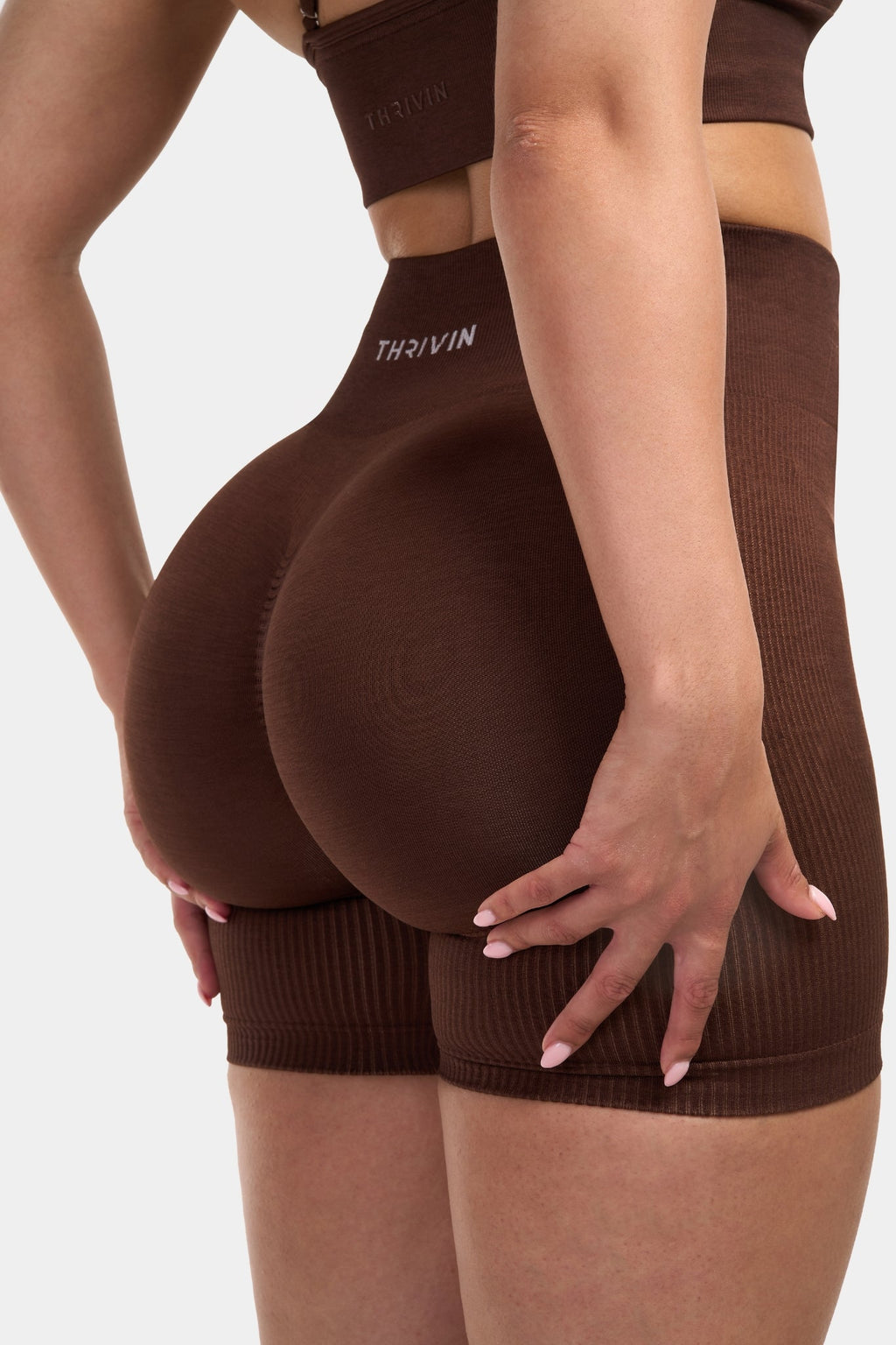 Seamless Sculpt Ribbed Contour Shorts | Bourbon Brown