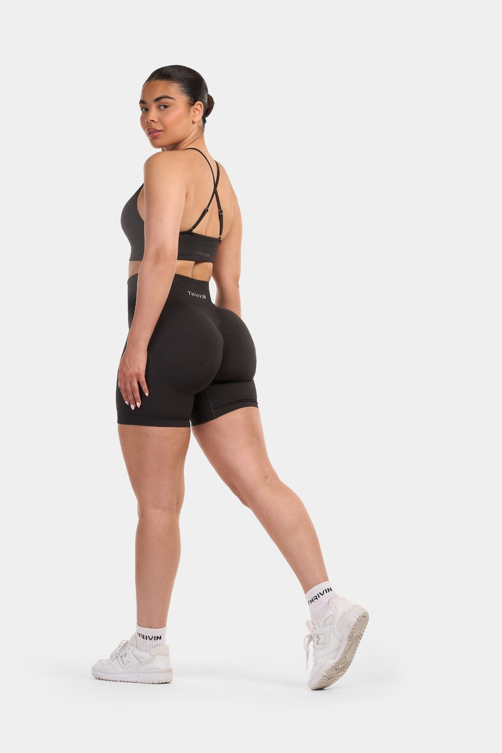 Seamless Sculpt Ribbed Contour Shorts | Charcoal Grey