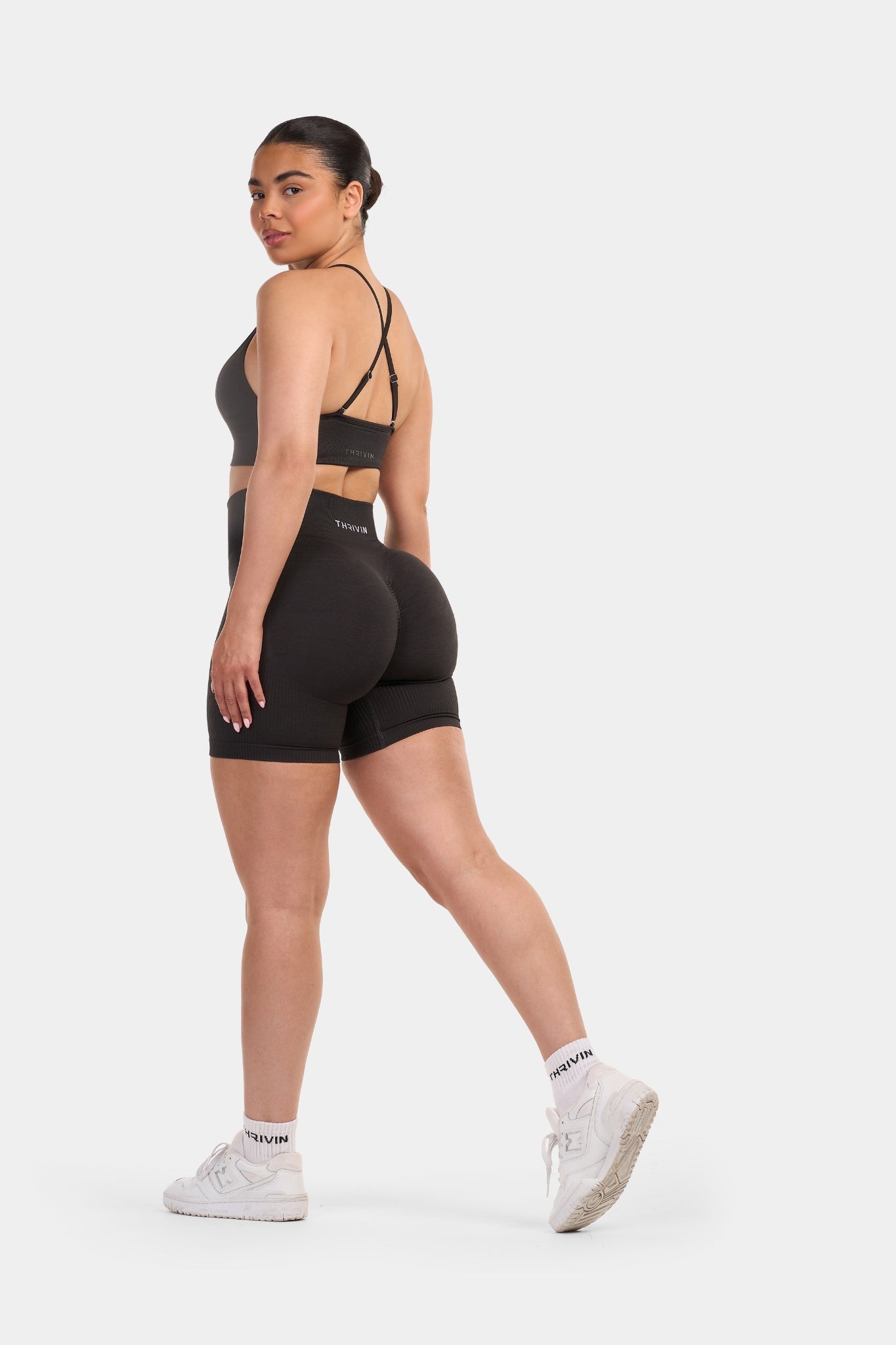 Seamless Sculpt Ribbed Contour Shorts | Charcoal Grey