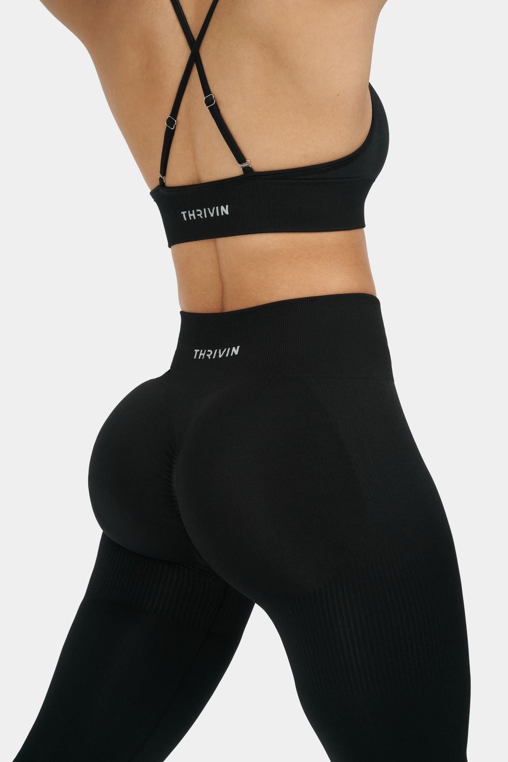Seamless Sculpt Ribbed Contour Leggings V1 | Pure Black