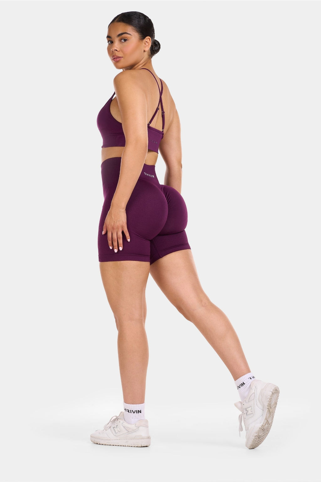 Seamless Sculpt Ribbed Contour Shorts | Plum