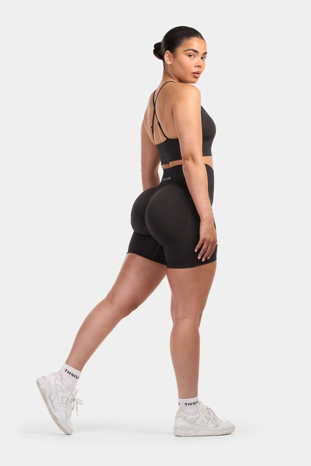 Seamless Sculpt Ribbed Contour Shorts | Charcoal Grey