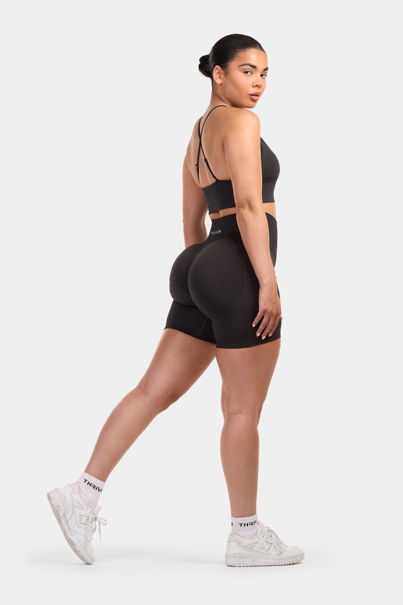 Seamless Sculpt Ribbed Contour Shorts | Charcoal Grey