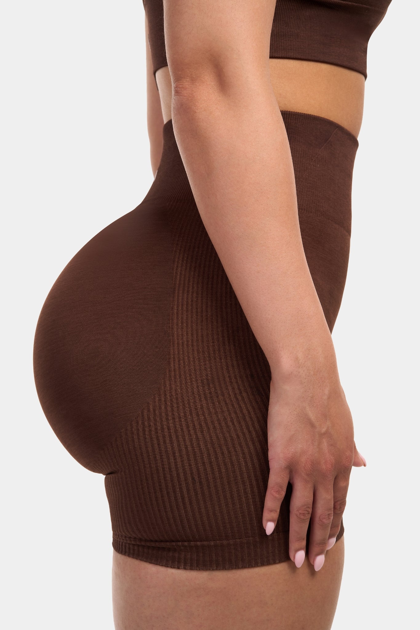 Seamless Sculpt Ribbed Contour Shorts | Bourbon Brown