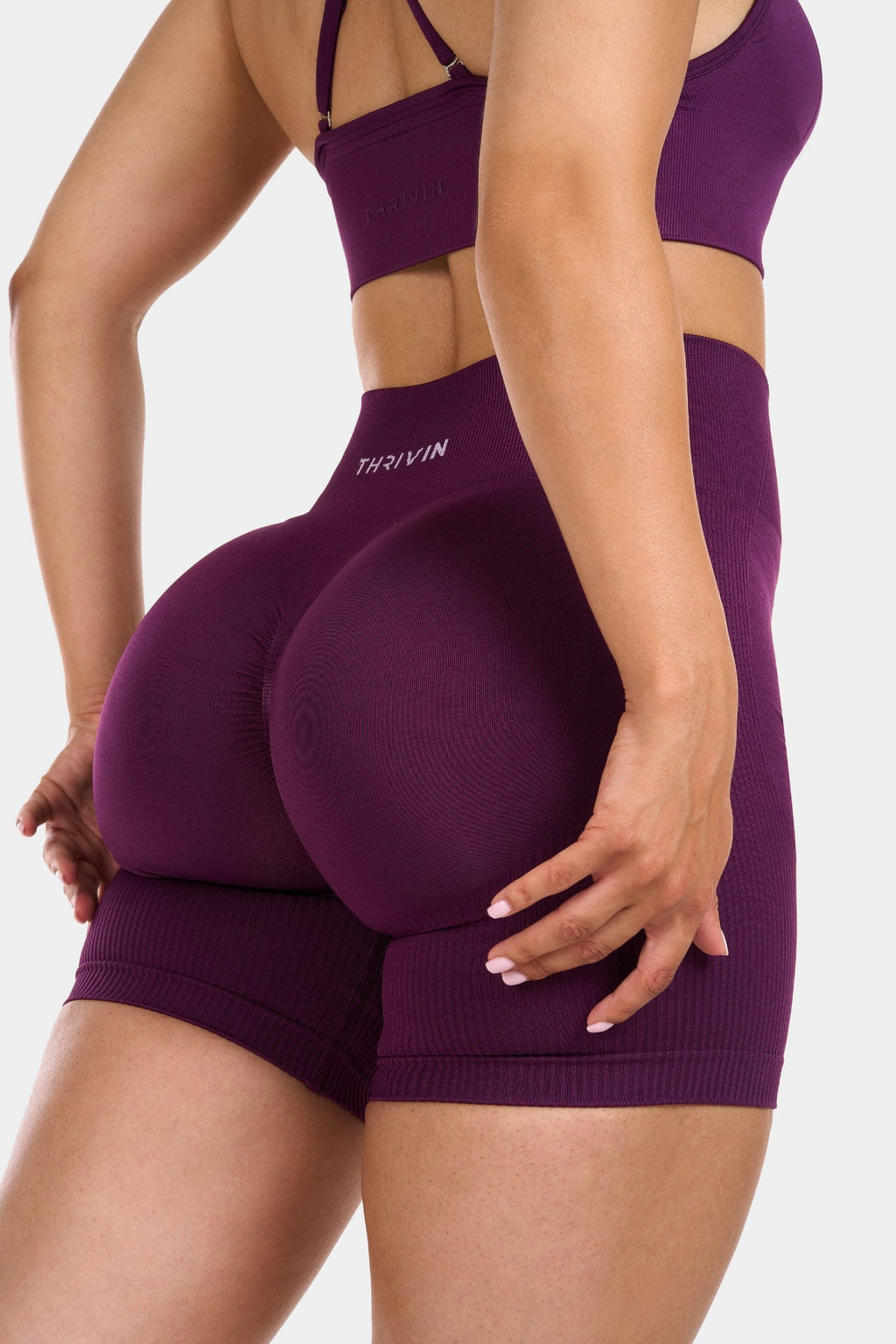 Seamless Sculpt Ribbed Contour Shorts | Plum