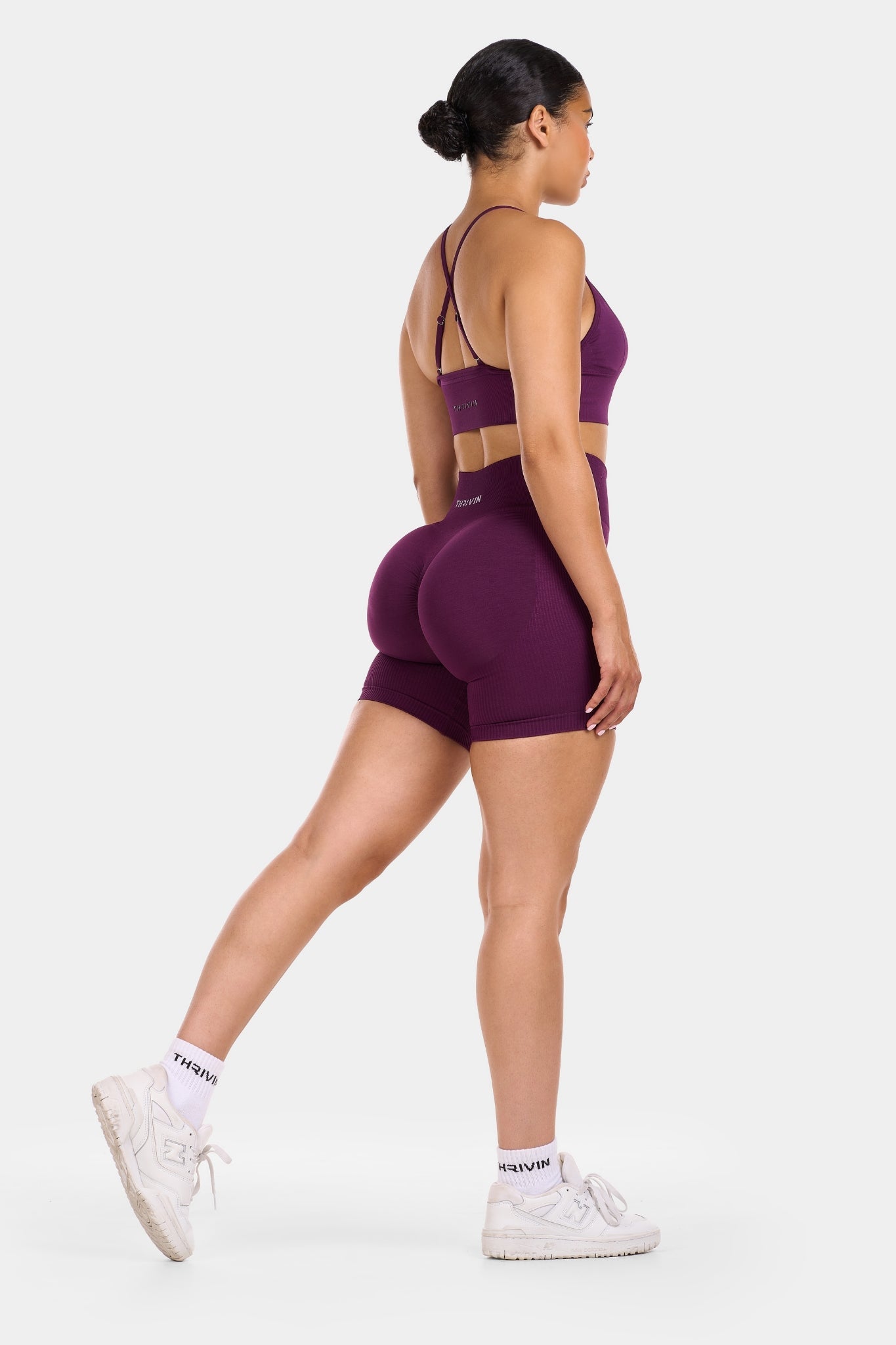 Seamless Sculpt Ribbed Contour Shorts | Plum
