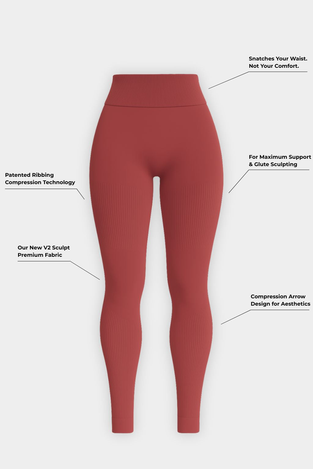 SculptV2 Ribbed Contour Leggings | Cherry Spice