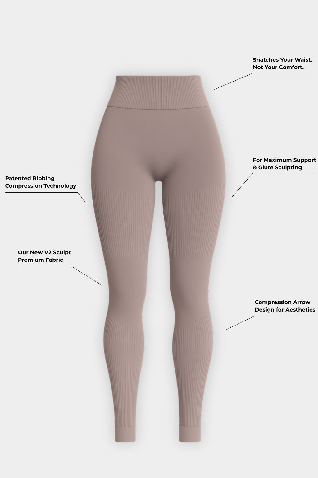 SculptV2 Ribbed Contour Leggings - Khaki
