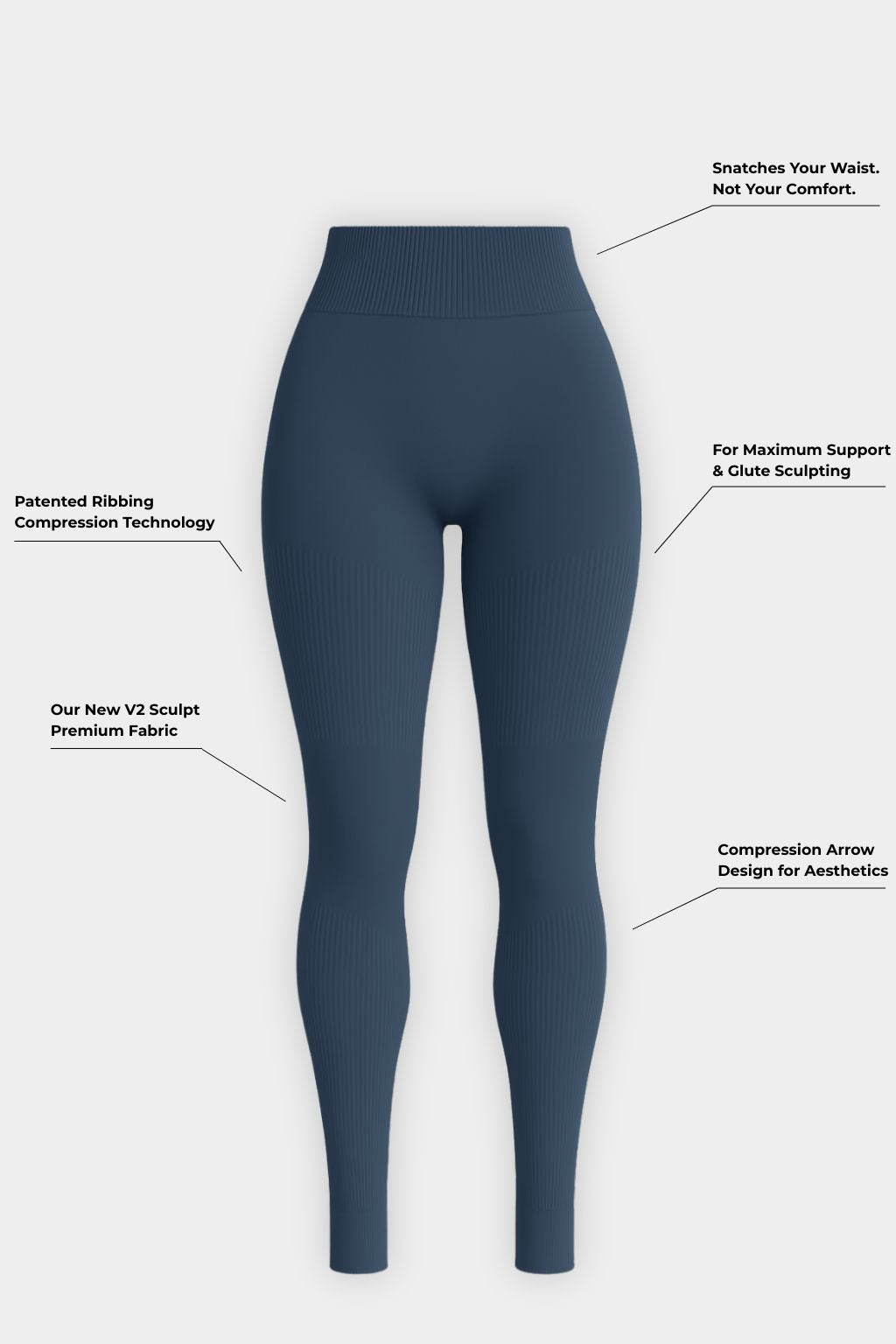 SculptV2 Ribbed Contour Leggings - Deep sea