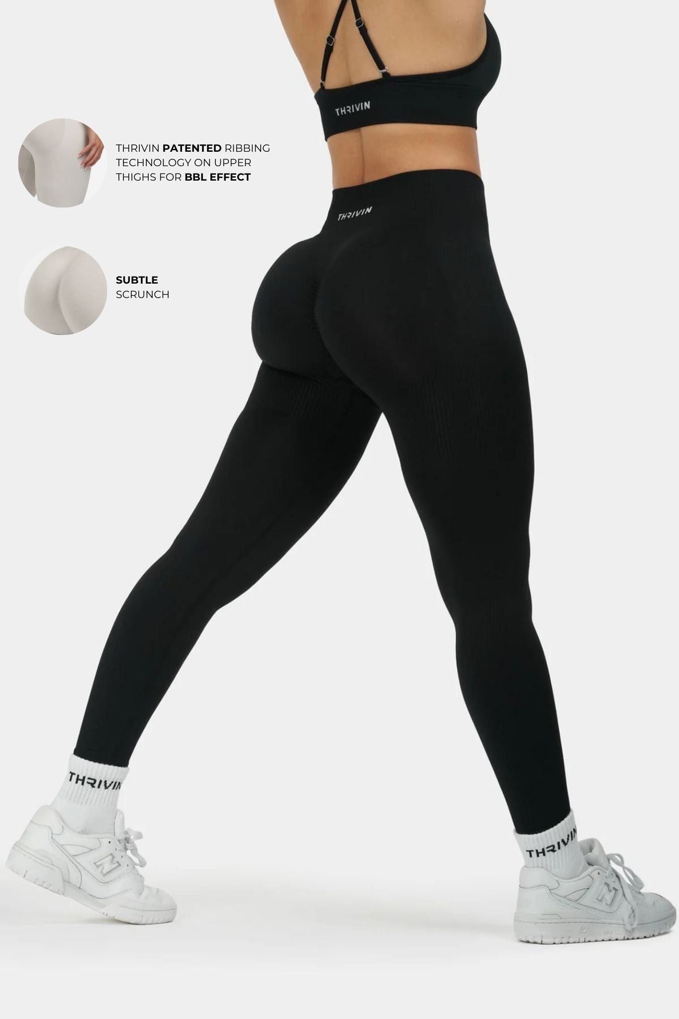 Seamless Sculpt Ribbed Contour Leggings V1 | Pure Black