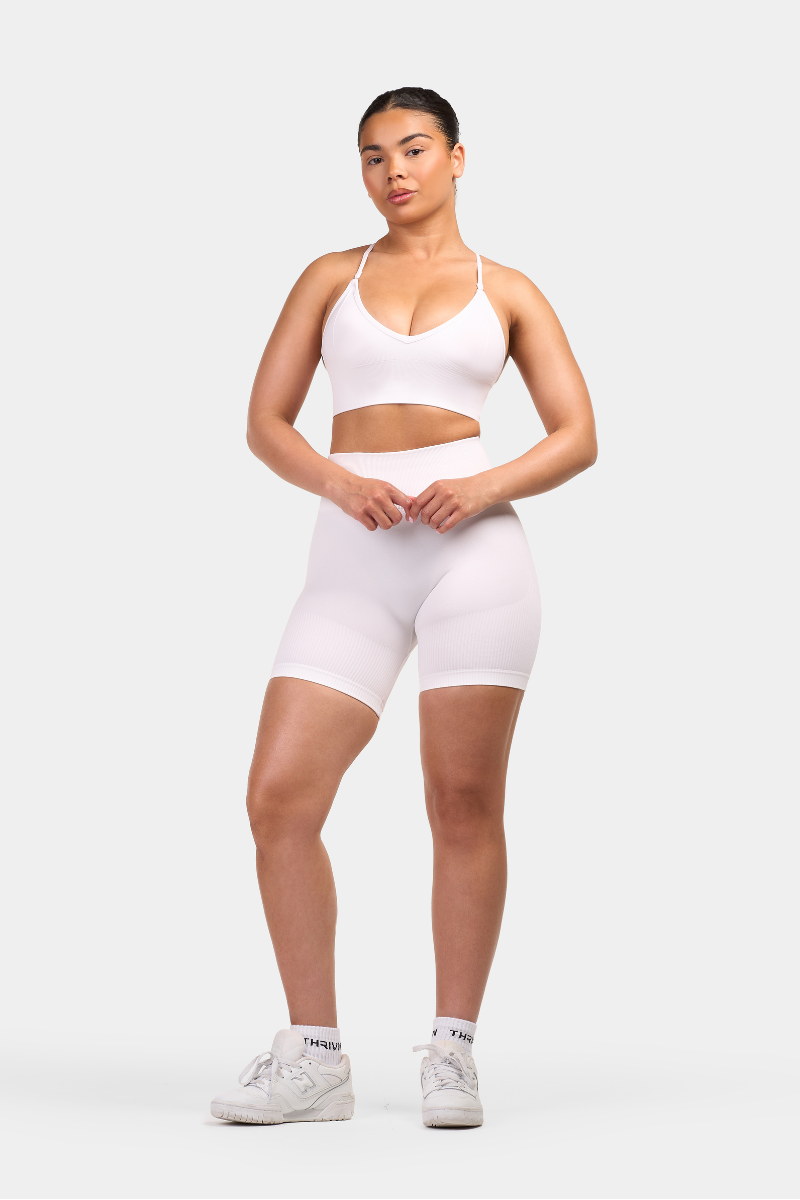 Seamless Sculpt Ribbed Contour Shorts | White