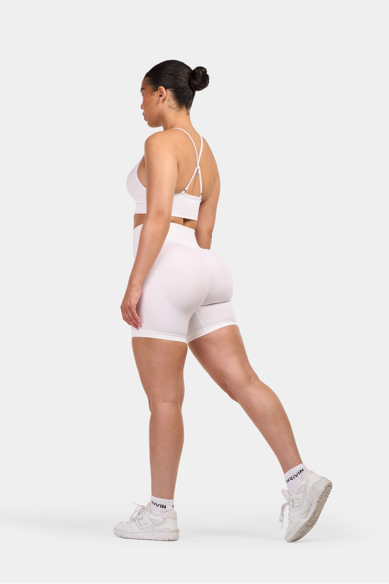 Seamless Sculpt Ribbed Contour Shorts | White